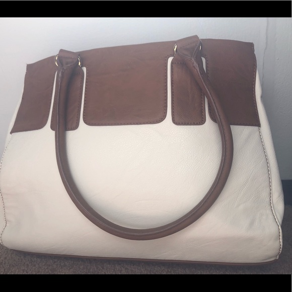 Ivory, tan and gold handbag - Picture 5 of 8